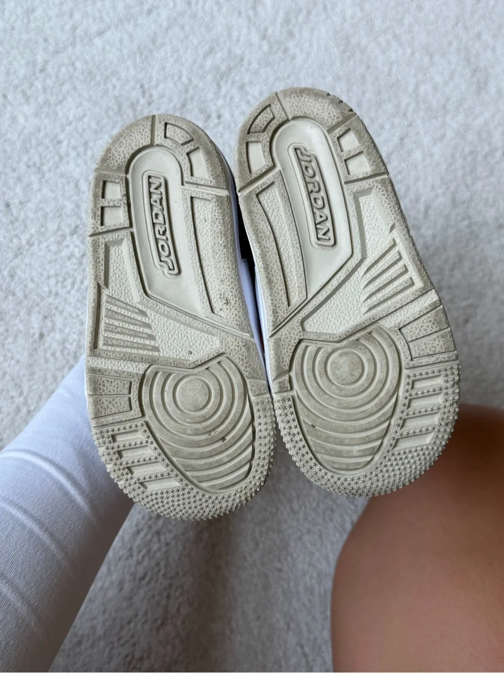 Jordan Kids White and Brown Mid-Top Sneakers with Textured Accents